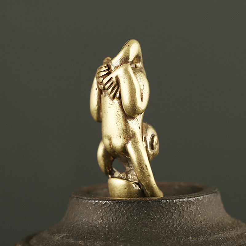 Messing Vintage Gjøre Gammel Ape Holder Gullbarrer Penger Jinbao Nøkkelring Anheng Zodiak Ape Overføringsanheng