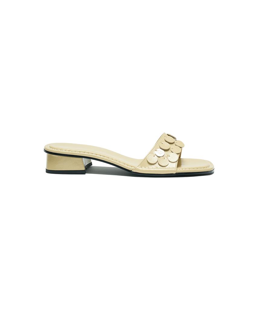 Partimento Women Leather Sequin Mules_Butter