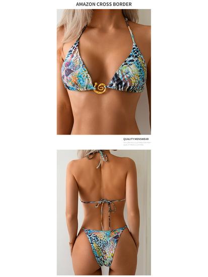 European & American Women's Printed Bikini Split Swimsuit - Sexy Hot Spring Style
