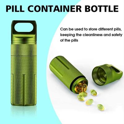 1PC Aluminiumlegierung wasserdichte Pillendose Flaschenhalter Container Schlüsselanhänger Medizinbox Aufbewahrung Pillendose Schlüsselhalter