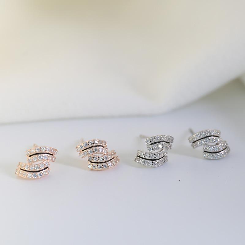 Fashionable Double Row Diamond Earrings for Women  New Trendy Light Luxury Niche Design Earrings