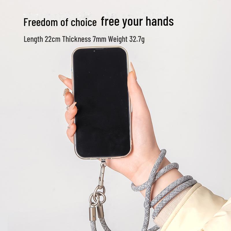 7mm Thick Polyester Mobile Phone Crossbody Lanyard with Stainless Steel Back Sticker