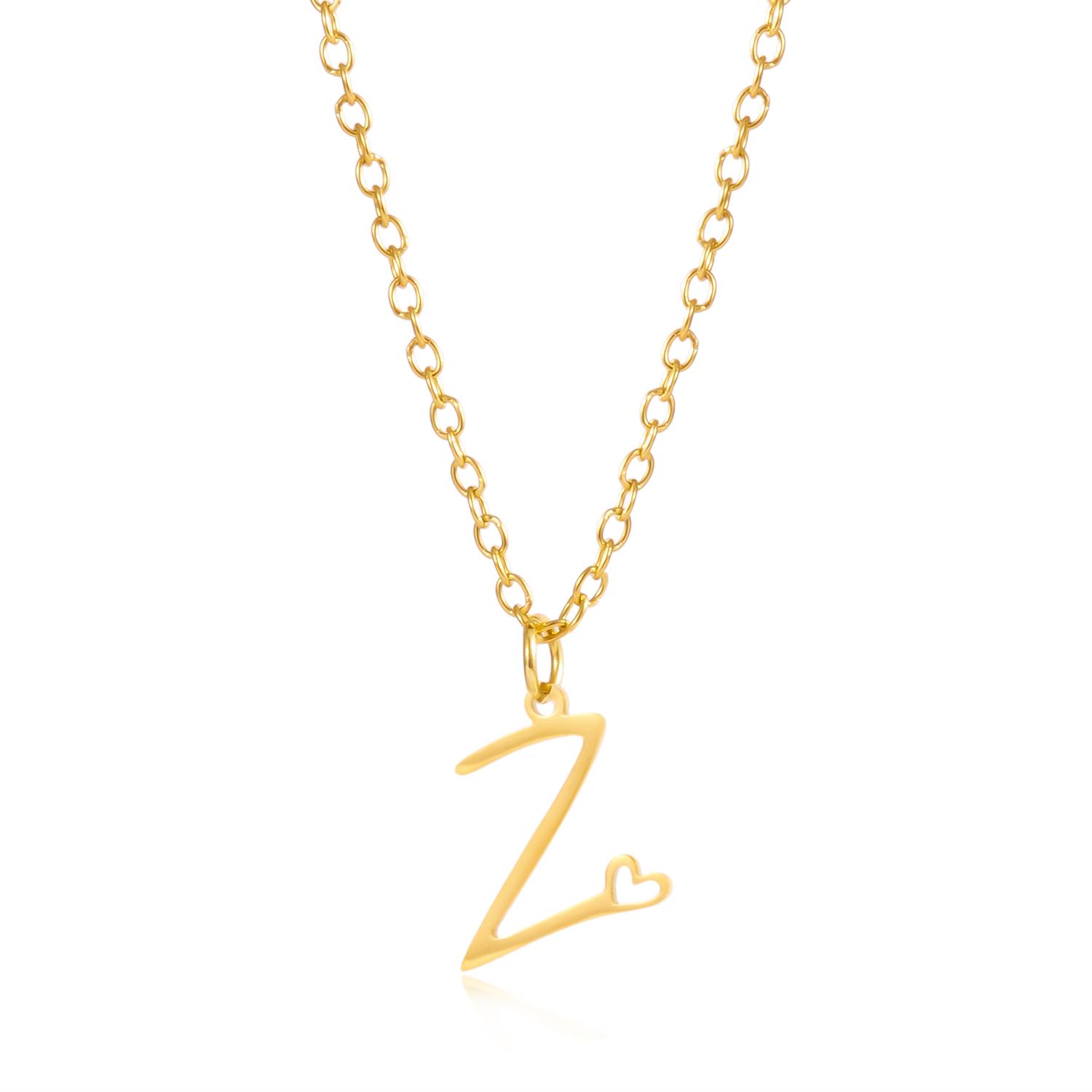 

Stainless Steel A-Z Alphabet Pendant Necklace for Women 26 Initial Letter Heart Charm Clavicle Chain Party Jewelry Birthday Gift