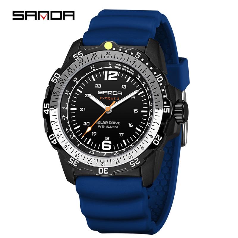 Sanda Quartz Solar-Powered Luminous Watch with Rotating Bezel and Long Battery Life - New Student Model