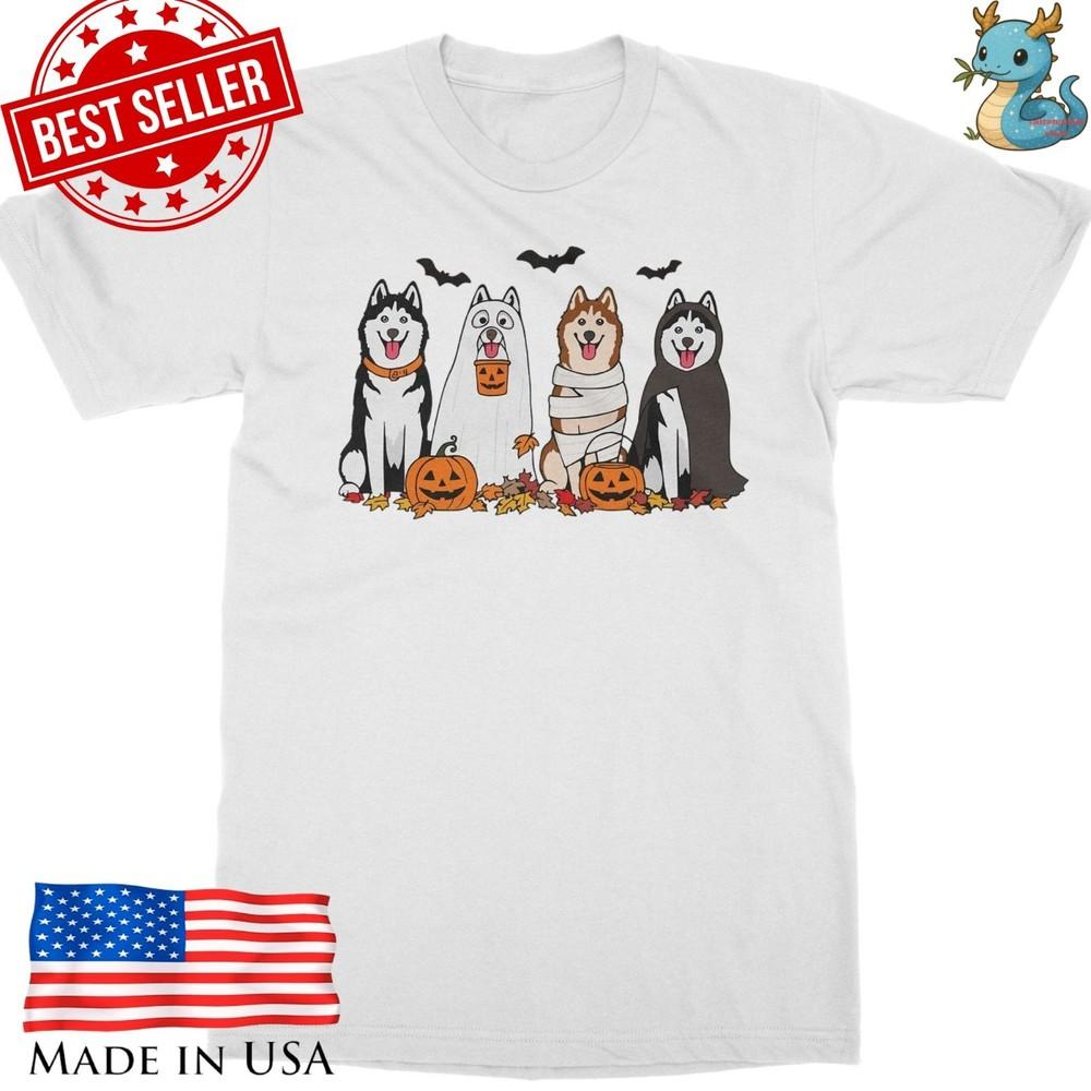 

Spooky Dog Halloween Shirt Funny Puppy Lover Ghost Pumpkin Tee Unisex T-Shirt XL