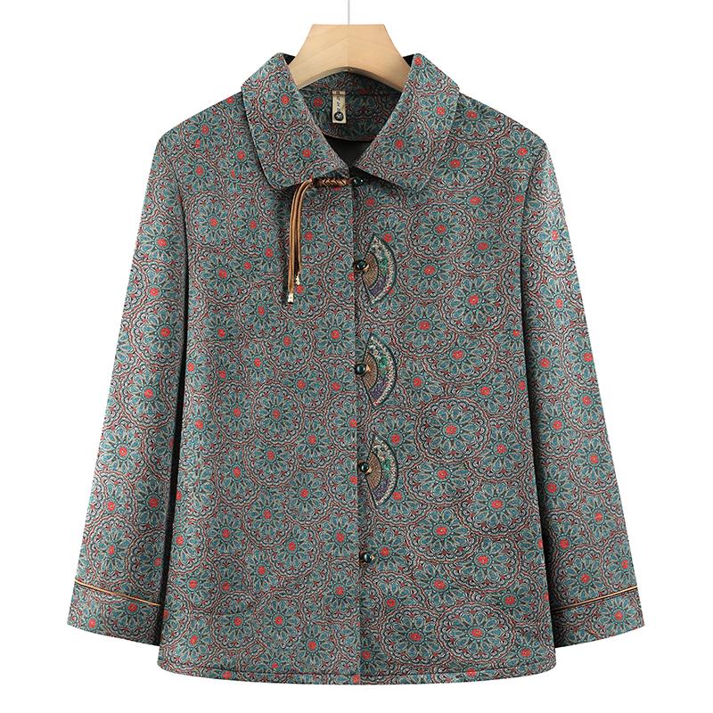 

Women s Plus Size Long Sleeve Spring Lapel Shirt - Grandma s Casual Thin Top for Spring & Autumn 2XL (Recommended 100-115 jin)