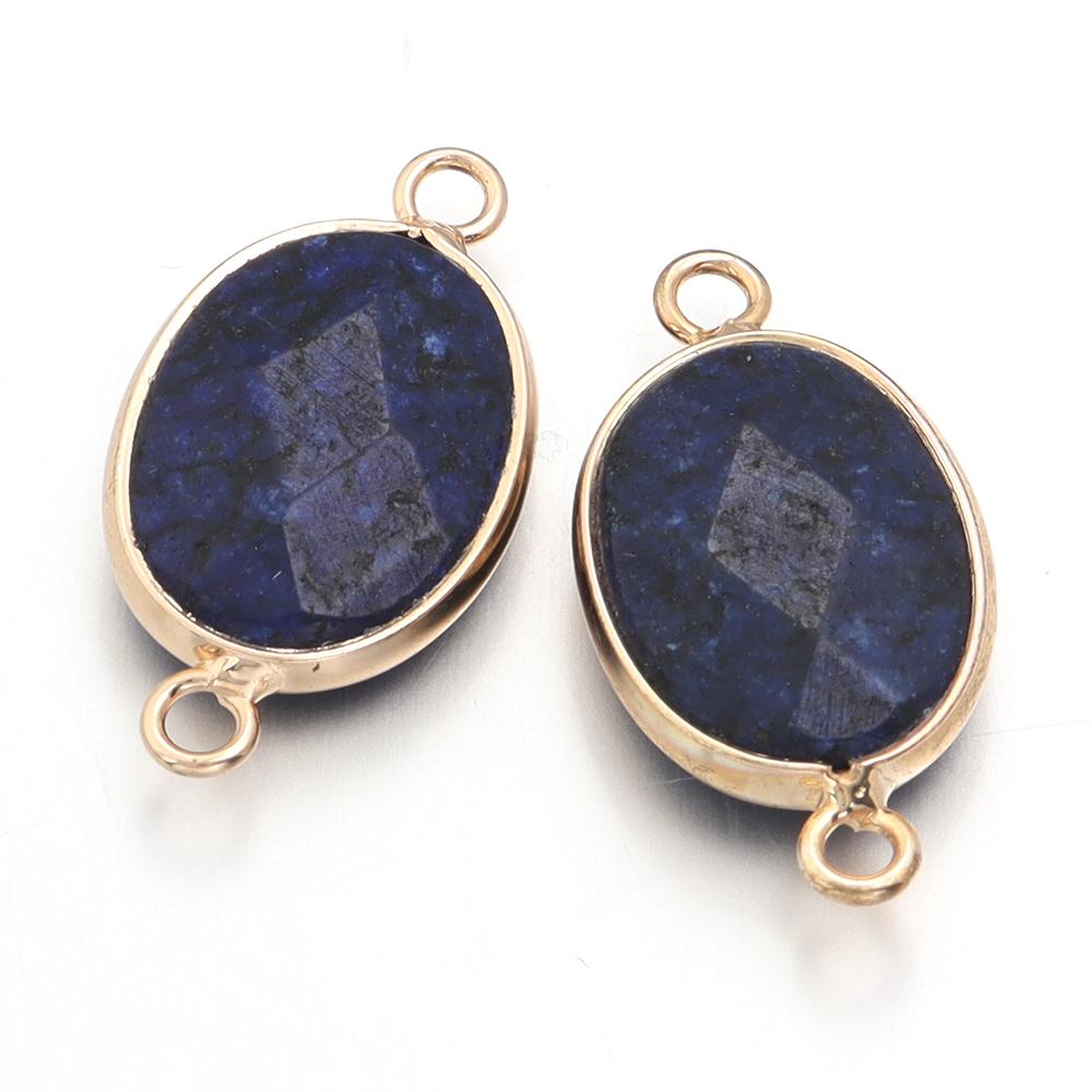 2 Pcs Natural Stone Charms Gold Edge Oval Shape Pendant for Jewelry Making Accessories DIY Necklace Bracelet Earring Supplies