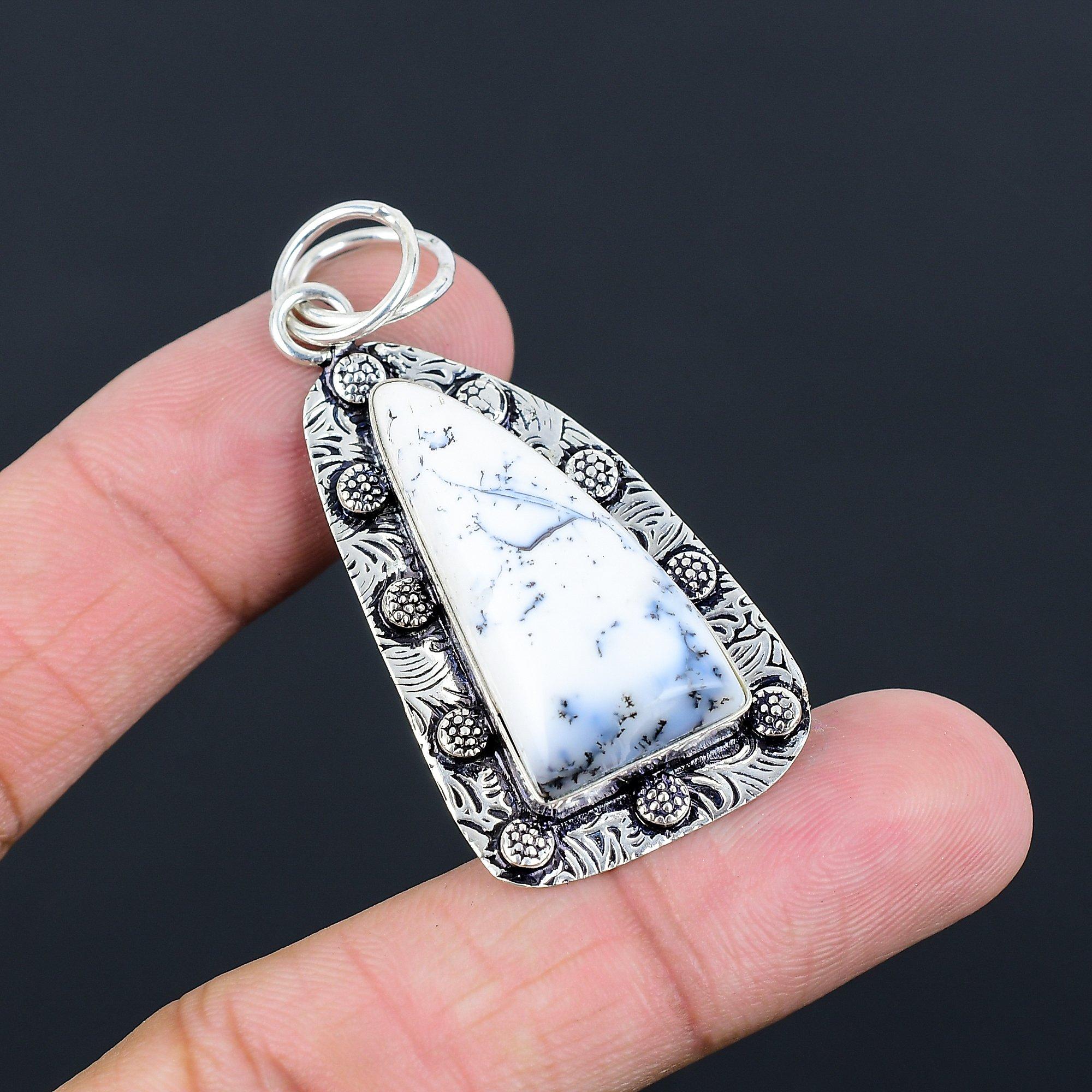 Распродажа ко Дню дружбы Опал Дендритный Драгоценный камень 925 Проба Стерлинговое Серебро Кулон Украшения