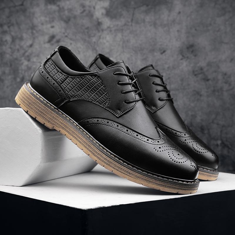 2024 Spring New Leather Casual Shoes for Men British Style Lace-up Oxford Shoes Men Classic Thick Soled Business Dress Men Shoes