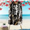 Majestic Golden-crowned Lion Print Beach Towel, Quick Drying, Suitable for Travel, Outdoor Sports, Jogging, the Beach and Swimming, Gift