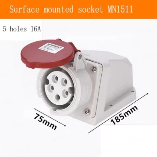 1pcs Industry Plug And Socket Connectors Surface And Concealed Installation 3 4 5 Hole Core 16 A 32A Waterproof Two Three-Phase