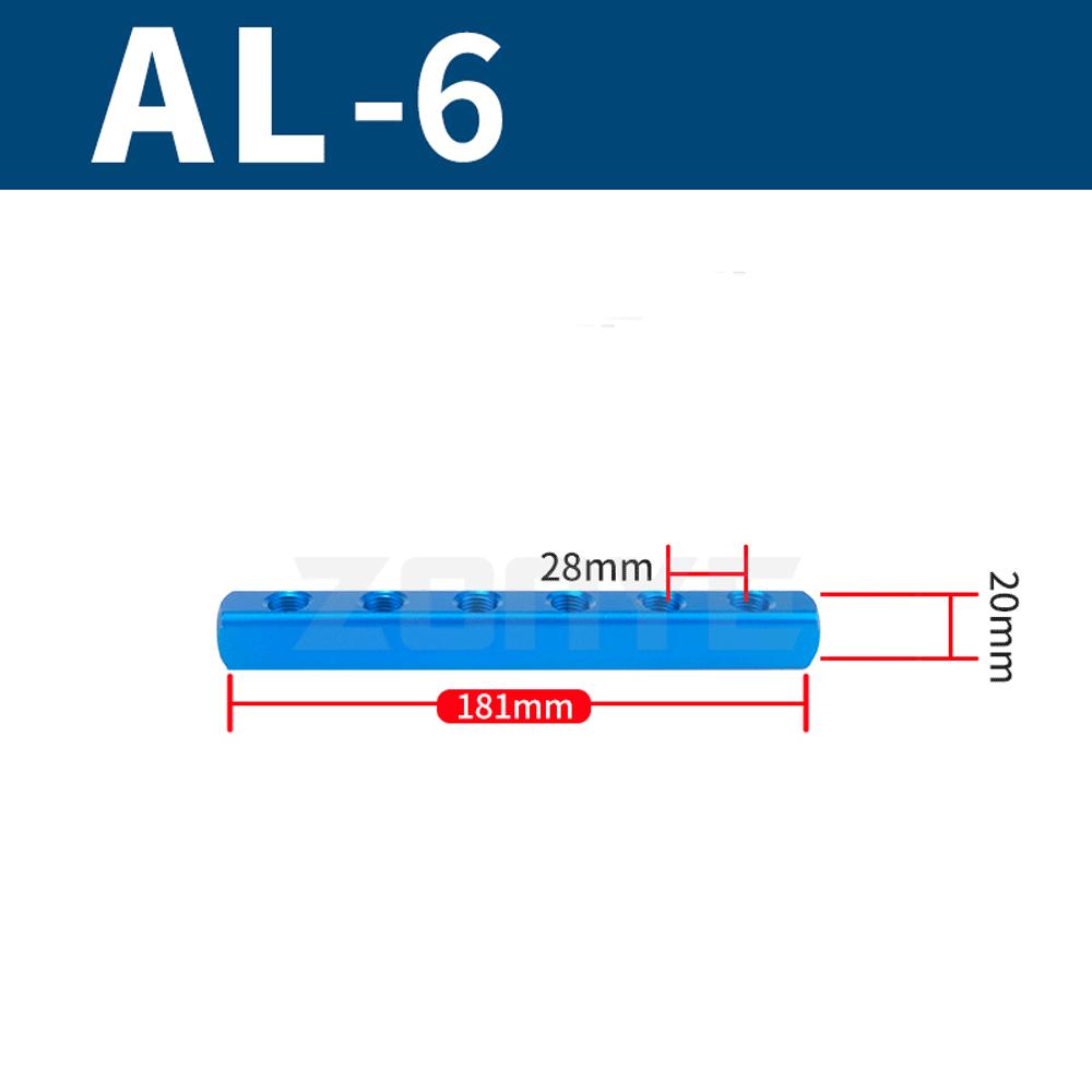 20x20mm WxH With SML Fittings 1/4" BSP Female 2 Rows X 2 3 4 5 6 8 Ways Solid Aluminum Pneumatic Air Manifold Block Splitter
