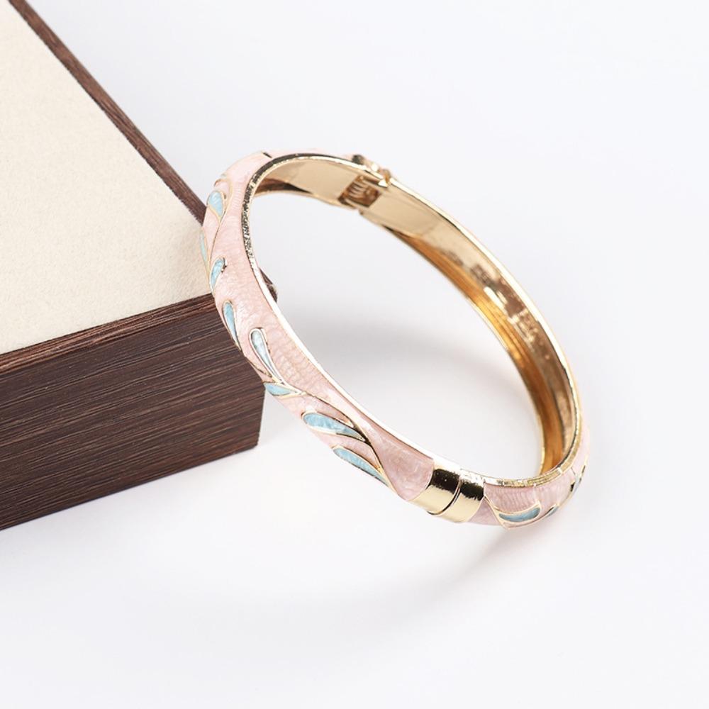 Enamel Enamel Flower Bangle Colorful Women's Hand Bracelet Vintage Cloisonne Bangle  Jewelry Gifts