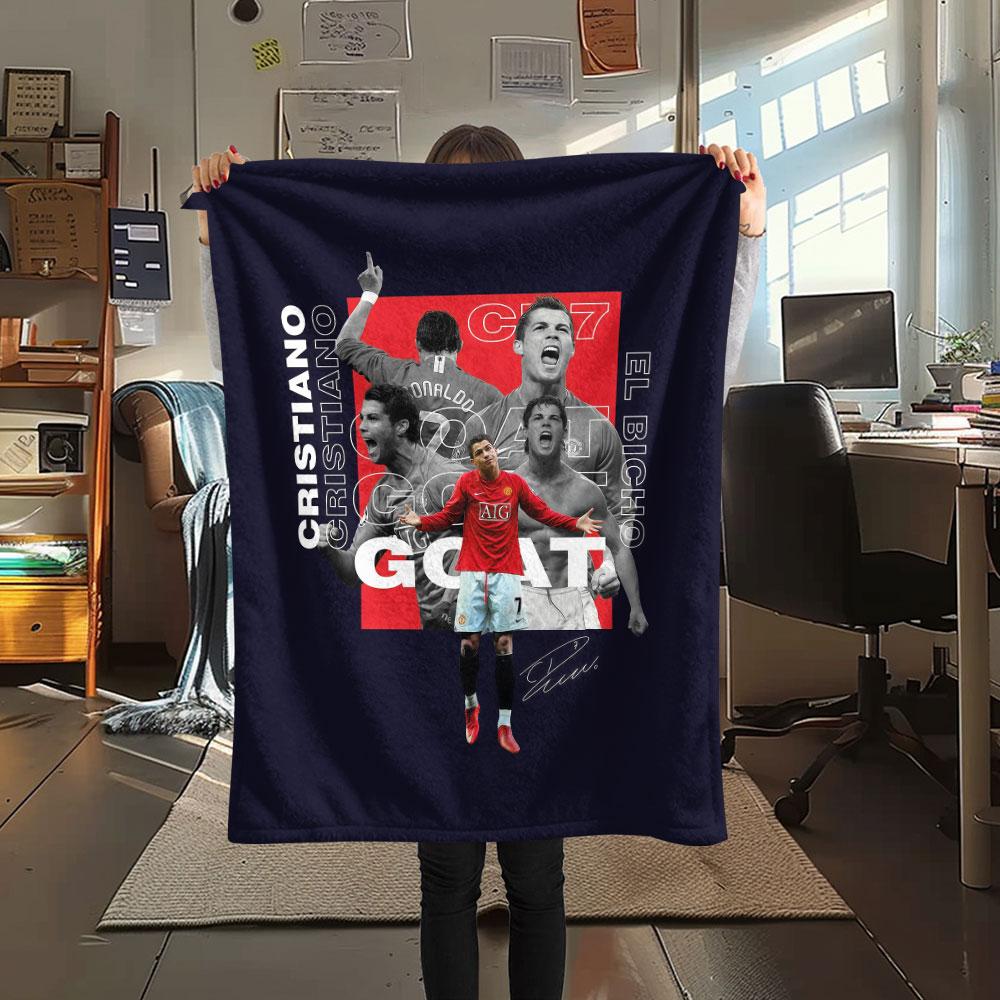 1PC CR7 Patterned Flannel Blanket Suitable For All Seasons for Home Decor Warmth and Comfort Gifts Holiday Present