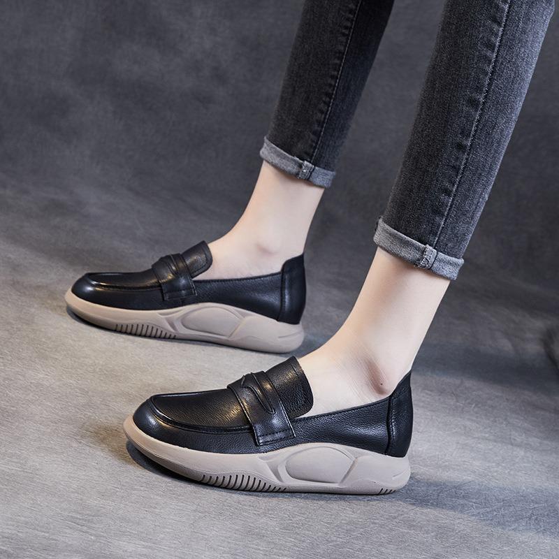 Ležérní mokasíny Jednoduché boty Kožené Retro Dámské boty