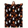 Halloween Ghost Pumpkin Skull Flannel Blanket Throw Blanket Nap Blanket Party Decor Horror Gift Skin Friendly Reversible