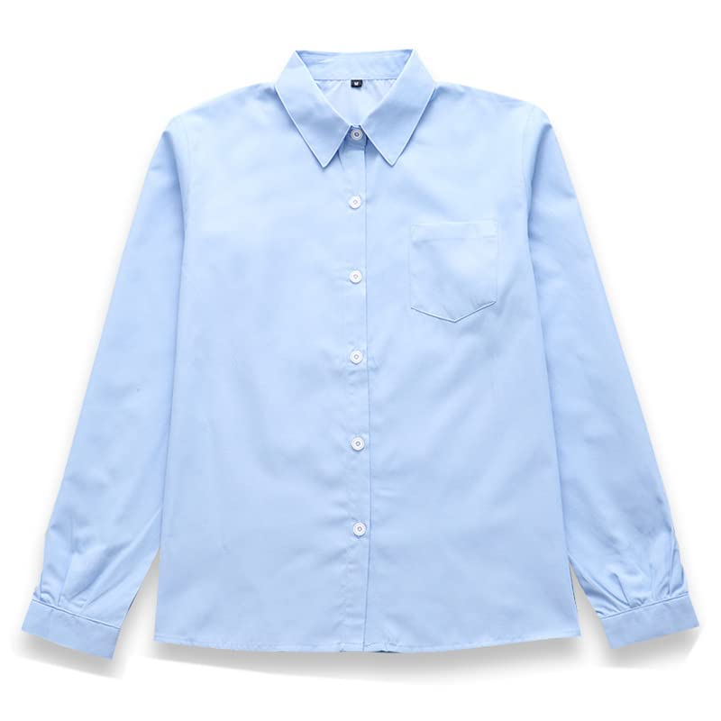 

School Long Square Shirt With Pocket [Sharphon] Girls Shirt, Sleeve, Collar, Plain, Cotton, Top,