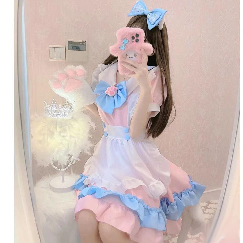 Japanese Maid Cute Lolita Skirt Girl Maid Uniform Lolita Dress Cosplay Performance Clothing Summer