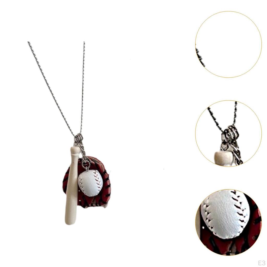 Baseball Set Themed Pendant Necklace for Women Lady Party Holidays Daily