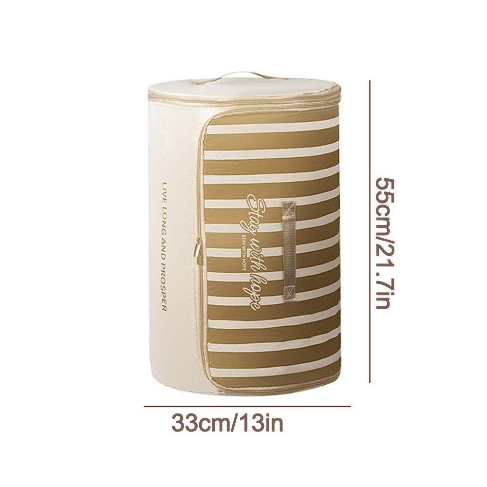 Cylindrical Quilt Compression Bags Large Capacity Stripe Household Quilt Foldable Storage Bag Storage Organization Tools