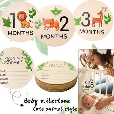 Träbaby Milstolpe Månadsmärkare Fotorekvisita - DIY Rund Plakettset