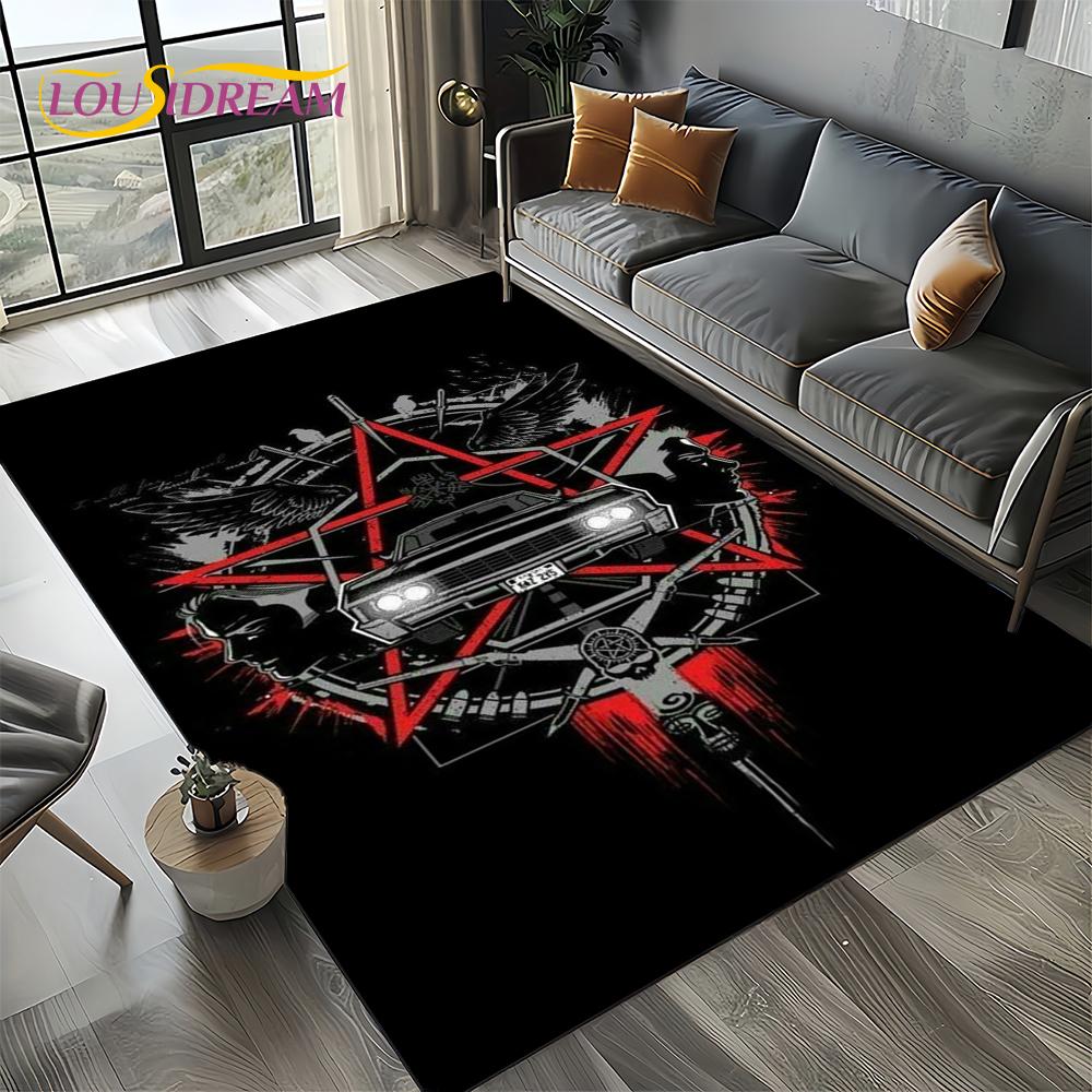 3D SPN Supernatural Sign Dean Sam Carpet Rug for Living Room Bedroom Home Sofa Decoration,Kids Play Area Rug Non-slip Floor Mat