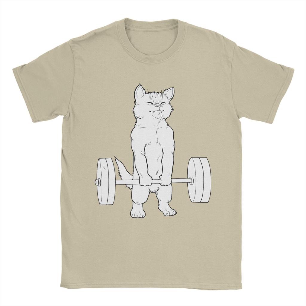 Cat Deadlift Powerlifting T Shirt Summer  Pure Cotton TShirts For Men Harajuku Casual Tee Shirt ShortSleeved Y2K Funny Tops