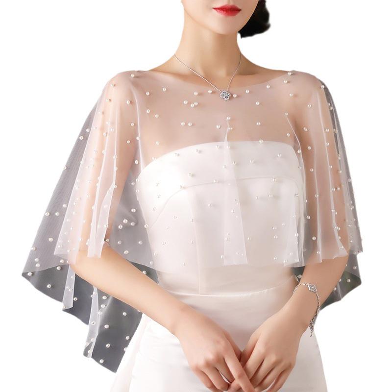 Bridal Shawl: Handmade Pearl Cape for Wedding Photos and Events