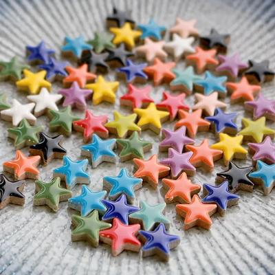 50g Porcelain Mosaic Tiles DIY Craft Ceramic Tile Mosaic Making Materials Hobby Pieces Bulk Heart Shape Star