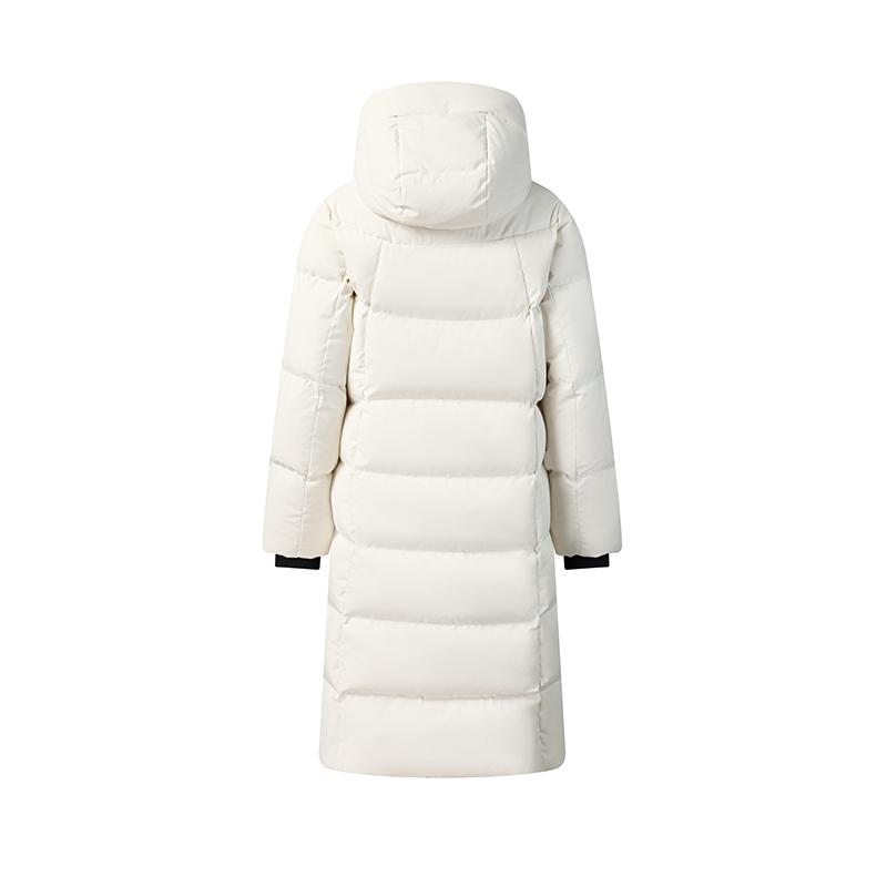 Fila White Minimalist Trendy Warm Long Hooded Down Jacket Women Outerwear F11W543910FWT