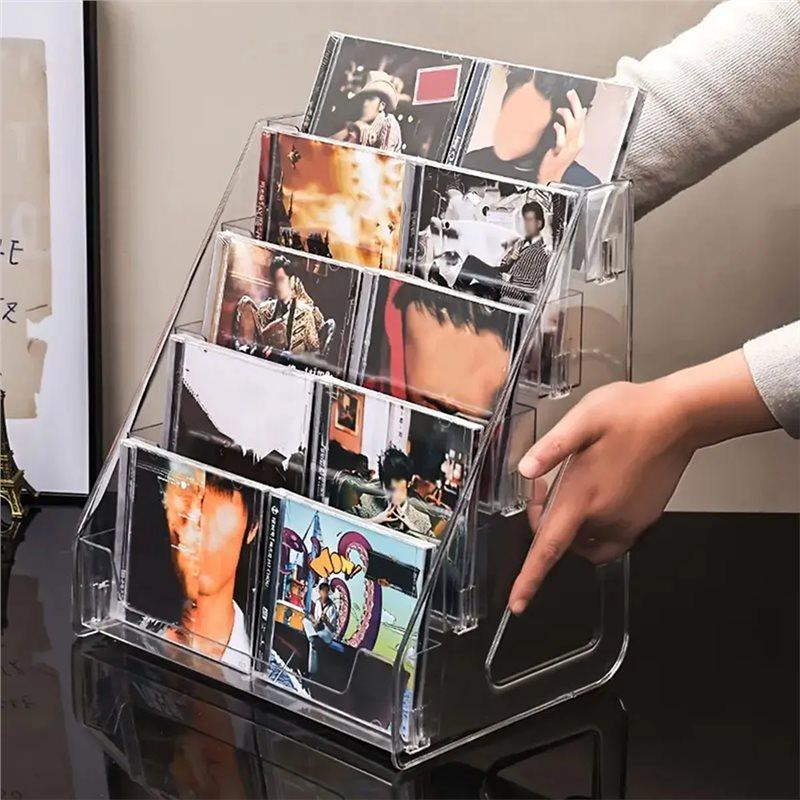 Multifunctional Counter Display Rack 5-Layer CD Rack, Album Display Rack, Transparent Storage Rack For Tapes