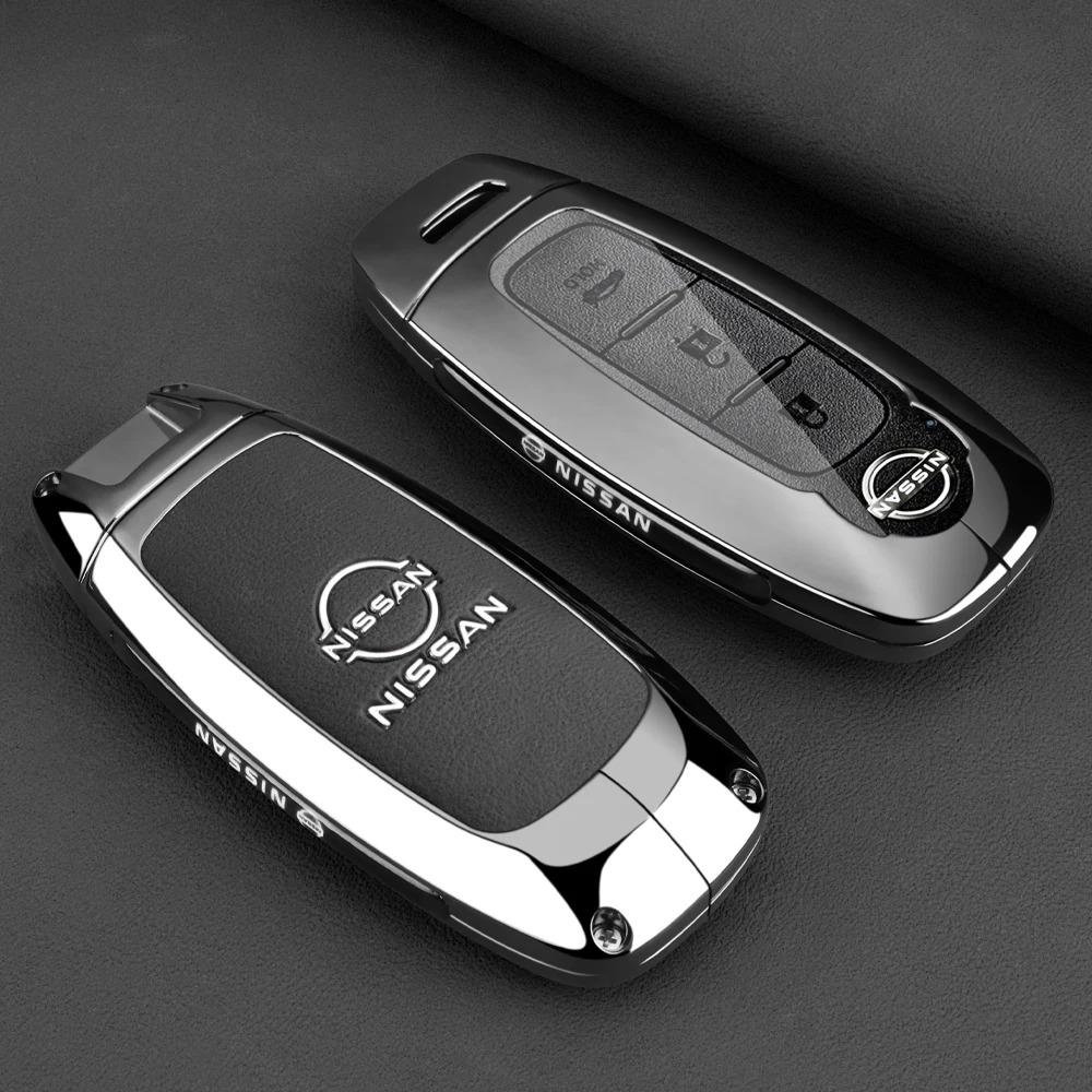 Leather Car Key Case Protection Shell Cover For Nissan X-Trail T33 Serena Rouge Kicks Pvathfinder Ariya Rogue Versa 2023 2024