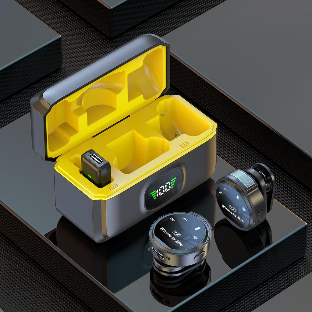 Round Mini Wireless Lavalier Microphone Intelligent Noise Cancellation 24G Wireless Connection Professional Grade Pickup Mic