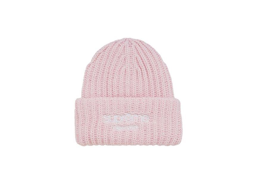 Supreme Classic Logo Chunky Ribbed Beanie Pink One-Size