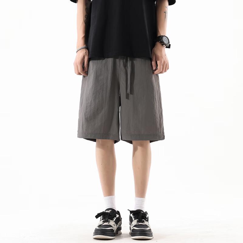 Men's Drawstring Elastic Waist Straight Leg Casual Shorts