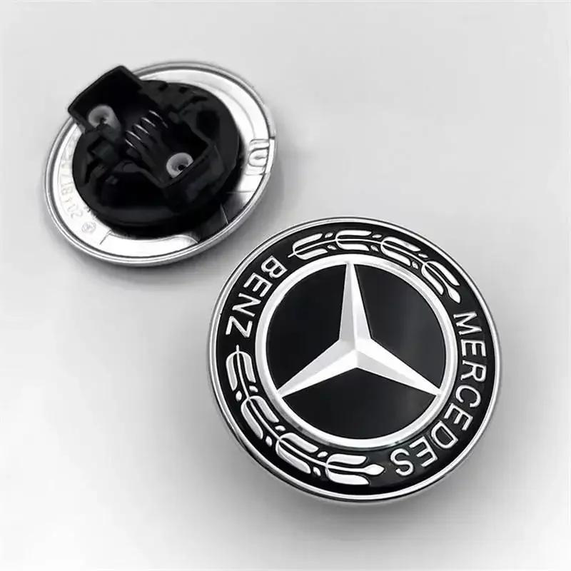 Car Sticker 57mm ABS New Blue Black Car Front Hood Star Logo Cover Bonnet Emblem Badge For Mercedes Benz  AMG W204 W222 W212 Acc