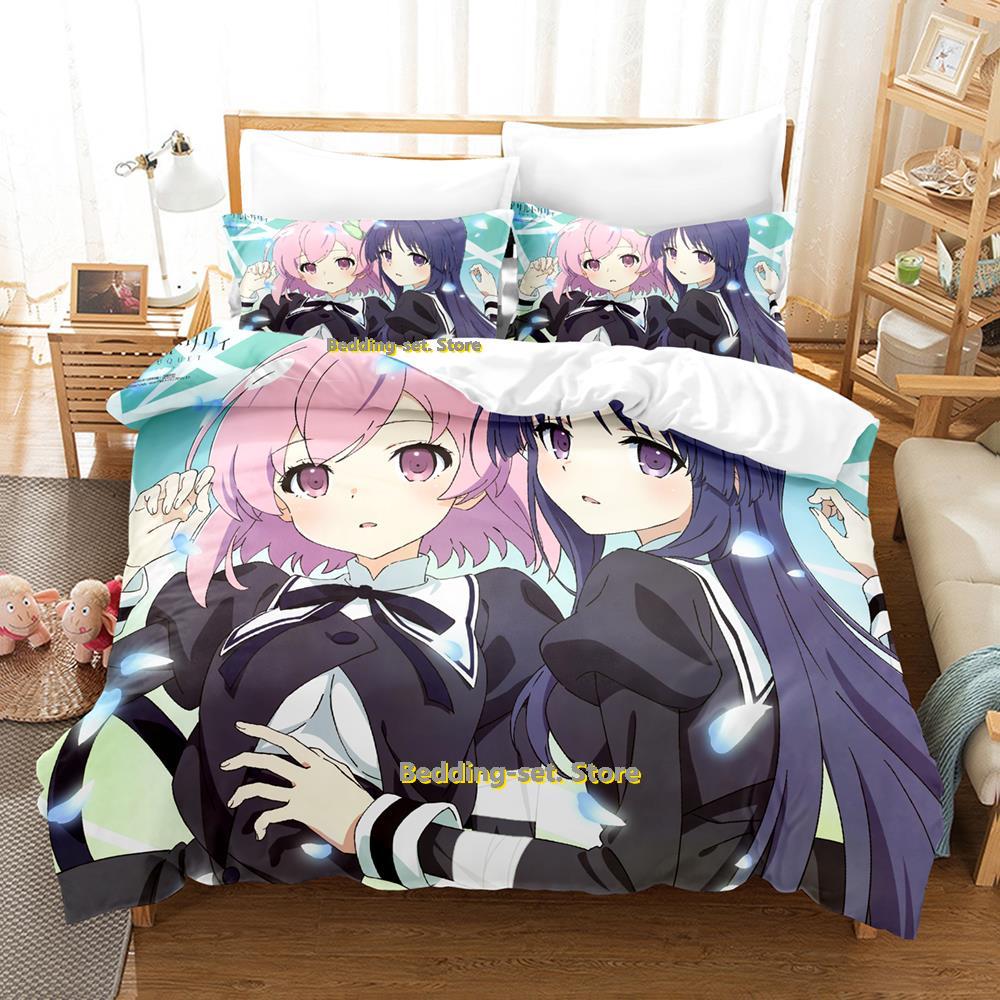 Assault Lily Bouquet Bedding Set Single Twin Full Queen King Size Bed Set Adult Kid Bedroom Three-Piece Suits Anime Bed Sheet Se