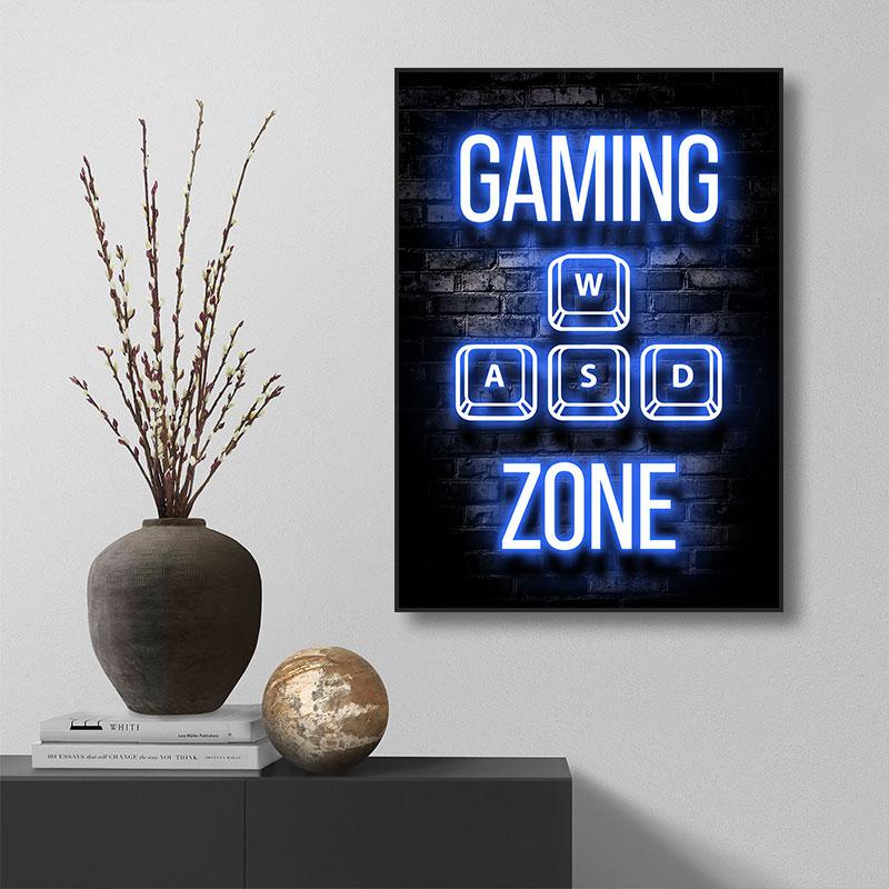 Neon Gaming Gamer Wandkunst Poster Drucke Gamer Leinwandmalerei Leinwandbild für Kinder Jungenzimmer Dekoration Spielzimmer Cuadros