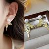 Boucle d'oreille clou Tendance Queue de Poisson Cœur Cristal Perle d'Imitation pour Femmes Tempérament Mignon Géométrie Bijou Cadeau