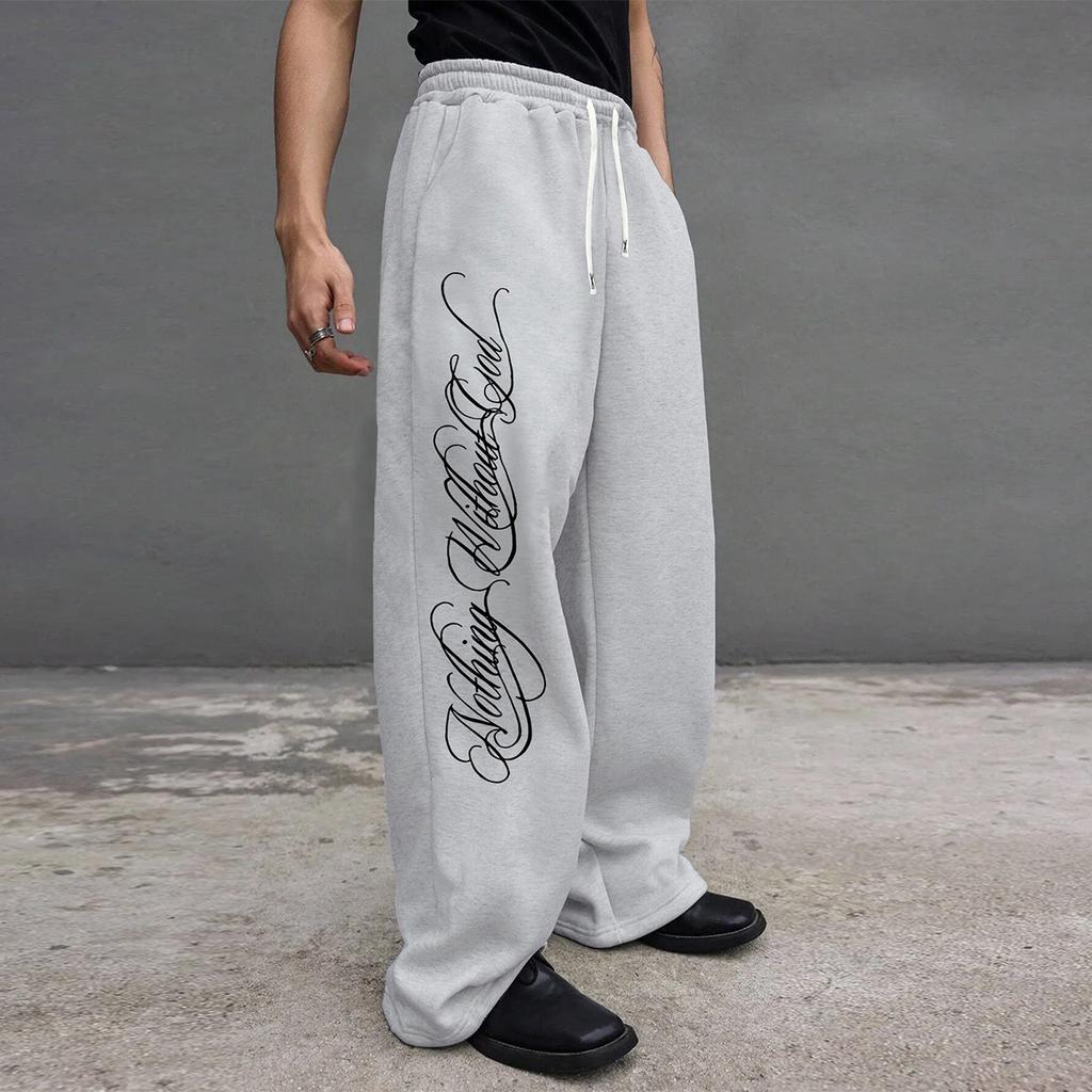 Letter-Printed Men's Avant-Garde Streetwear Activewear Loose-Fit Pants, Outdoor Activewear Jogging Pants