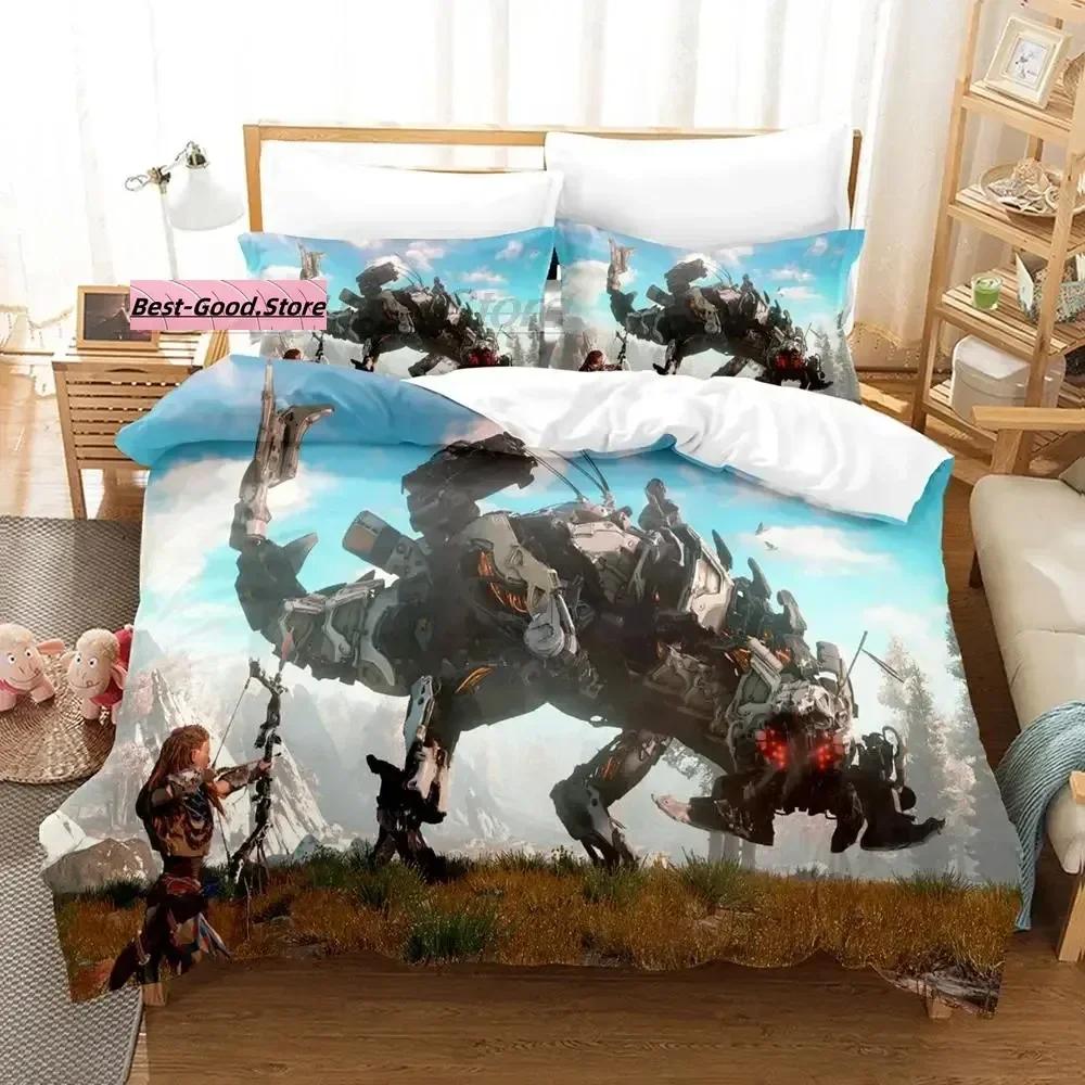 

Comforter Horizon Zero Dawn Bedding Set Single Twin Full Queen King Size Bed Set Aldult Kid Bedroom s 3D Anime Bed Comforter (quilt)-EU Single(135*200cm)3pcs