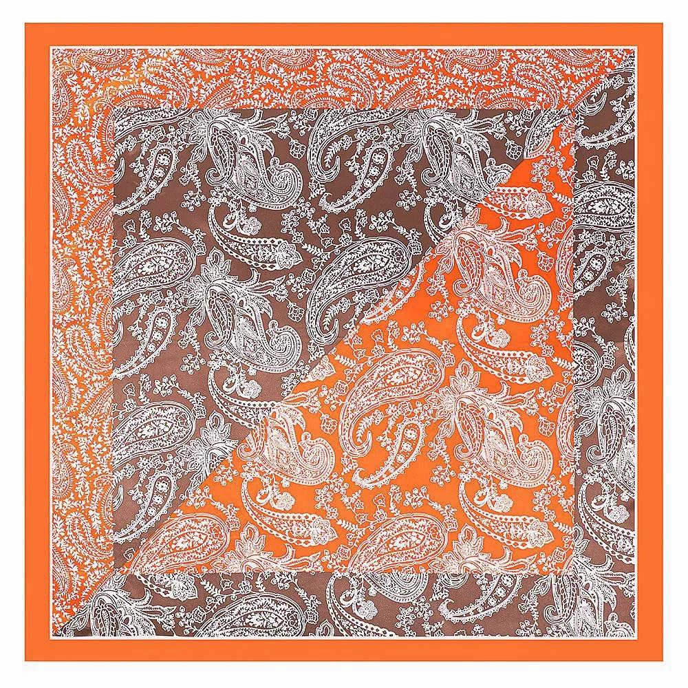 90X90Cm Bohemian Handkerchief Scarf For Women Small Shawl Silk Satin Hair Scarf Color Blocked Female Square Bandana Head Scarves