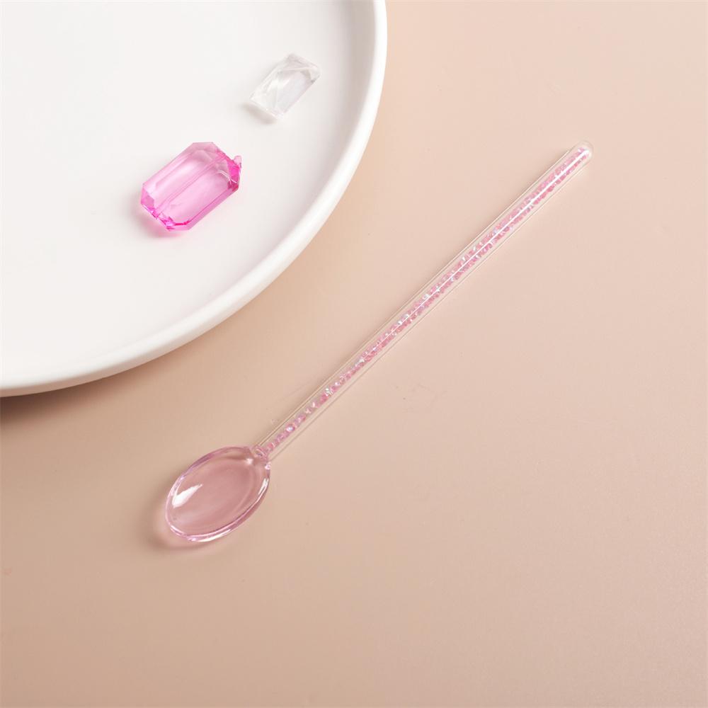 Skleněná dezertní lžička ve stylu INS, průhledná, odolná vůči vysokým teplotám, k míchání kávy, s dlouhou rukojetí, čajové lžičky, dárek