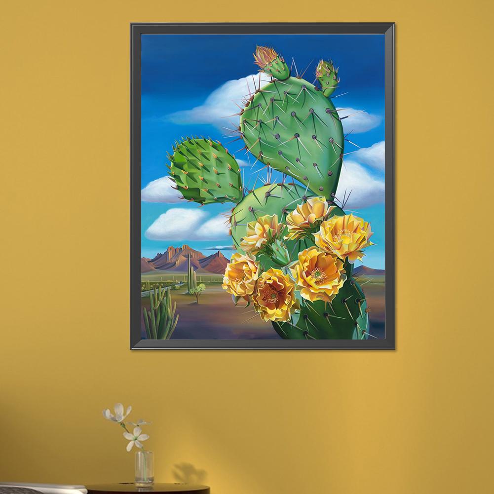 5D DIY Full Round Drill Diamond Painting Cactus Flower Kit Home Decor 40x50cm
