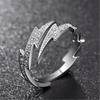 Personality Fashion Gold Color Stainless Steel Zircon Lightning Opening Couple Ring for Women Men Charm Fashion Finger Jewelry
