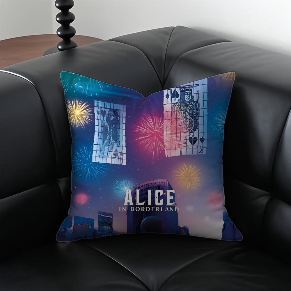 

AAlice in BBorderland Cushion Cover Pillow Case Antidustmite Invisible zipper silky short plush Sofa cushion 30X30cm