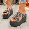 Fashion 2025 Quality Women Shoes Summer Women's Slippers Fashion Open Toe Platform Wedge Slippers Ethnic Mixed Color Increase Shoes Lady