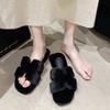 European Station Light Luxury Mao Mao Slippers Women's 2024 Autumn and Winter New Alphabet Comfortable One-word Drag Internet Celebrity Outer Wear Cot