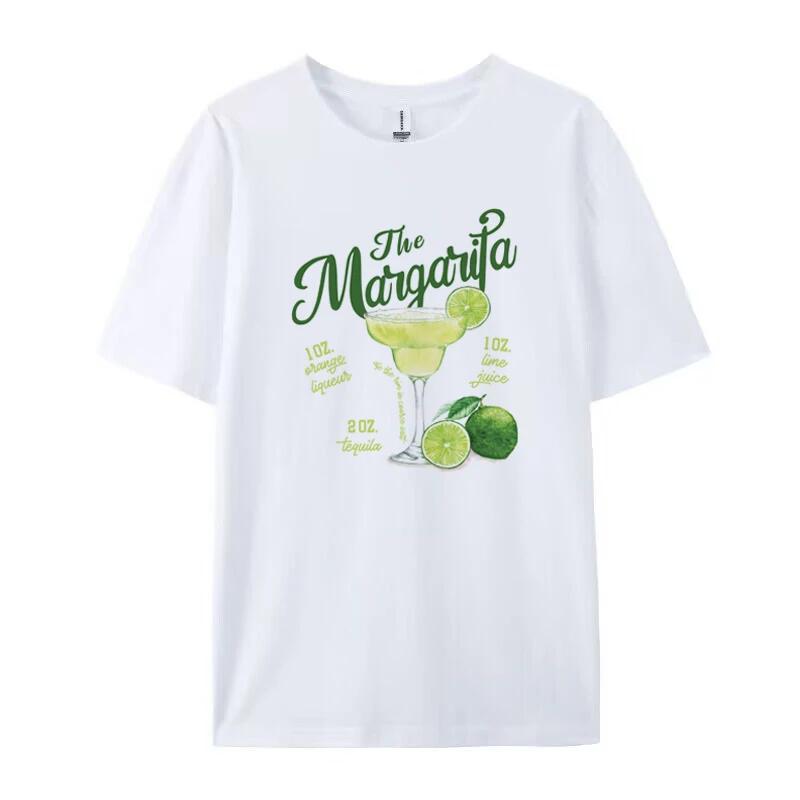 Retro Margarita Cocktail Lover T Shirt Women Short Sleeve Cotton Vintage Drinking Party TShirts Bartender Shirt Unisex Clothing S