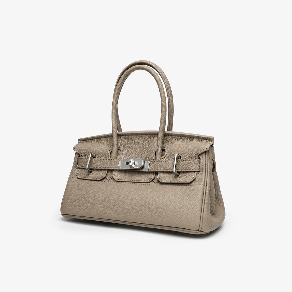 Top Layer Cowhide Togo Leather Horizontal Platinum Bag Leather Women's Bag 5 Large Capacity Commuter Tote Bag Shoulder Crossbody Bag